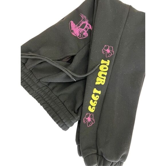 Rue 21 Women’s Joggers Sweat Pants Pink Mushroom “Tour 1999” Black Yellow - Picture 7 of 12